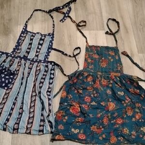 Floral and Striped Vintage Apron Set